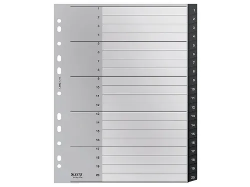Tabblad Leitz Recycle A4 11-gaats 1-20 extra breed PP