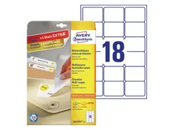 Etiket Avery L6025REV-25 63.5x46.6mm Afneembaar Wit 450 Stuks