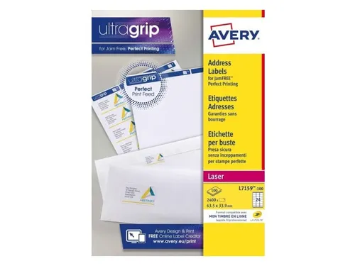 Adresetiket Avery QuickPeel L7159-100 63.5x33.9mm Wit 2400 stuks