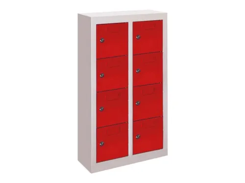 lockerkast,HxBxD 815x460x200mm,2x4vakken,RAL7035,front RAL3000