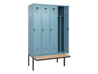 locker met bank,voor scheiding van kleding,HxBxD 2120x1200x815mm,4vak - 1
