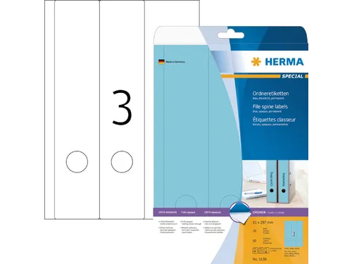 Herma 5138 Rugetiket breed 61x297mm Blauw permanent 60 stuks