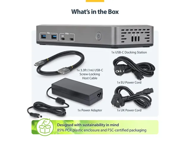 StarTech USB-C Docking Station 2x DP 4K60, 1GbE, 100W PD