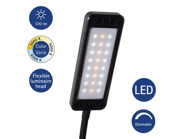 Bureaulamp MAUL Pearly LED voet dimbaar colour vario zwart