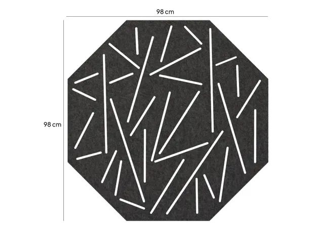 Panneau mural acoustique octogonal motif découpé 100x100cm Noir