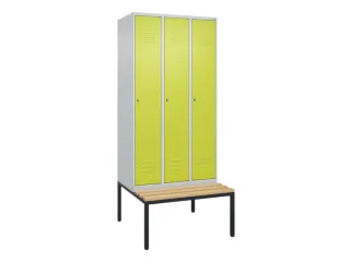 locker met bank,HxBxD 2120x900x815mm,3vak,vak B 300mm,cil.-slot - 1