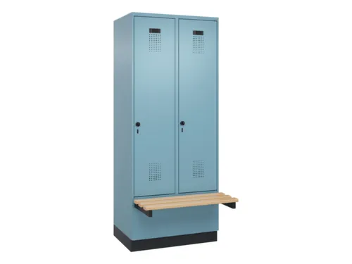 locker met bank,HxBxD 1950x800x815mm,2vak,vak B 400mm,draaigrendel