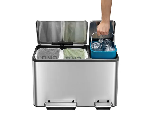 EcoCasa pedaalemmer 3x 15 Liter RVS EKO