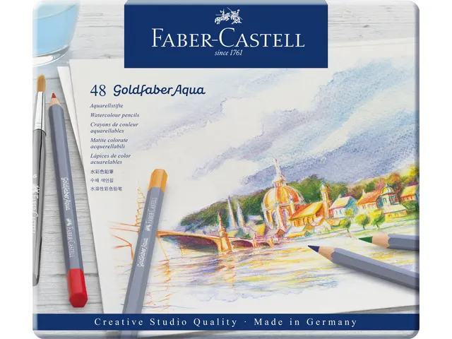 Crayon de couleur Aquarellable Faber-Castell Goldfaber etui 48 pces