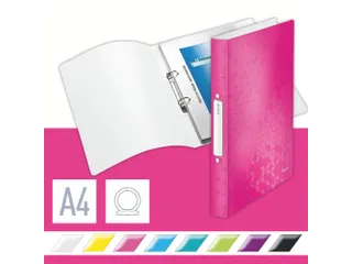 Ringband Leitz WOW A4 2-rings O-mech 25mm PP roze - 2
