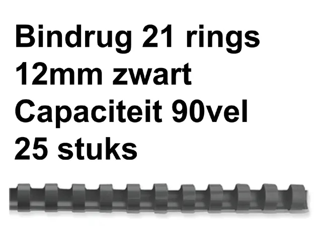 Bindrug Fellowes 12mm 21-rings A4 zwart 25stuks