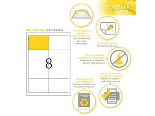 Etiketten universele labels A4 permanent 96,5x67,7mm Wit 800 stuks - 2