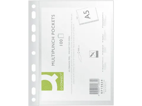 Q-Connect KF15634 Geperforeerde Showtas A5 9-gaats PP 100 stuks