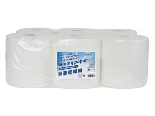 Poetspapier Cleaninq midi 2-laags 160m wit 6 rollen