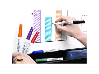 Viltstift Bic 1744 Whiteboard Rond Assorti 1.4mm Blister à 4st - 4