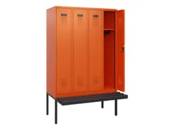 locker met bank,HxBxD 1950x1200x815mm,4vak,vak B 300mm,cilinderslot