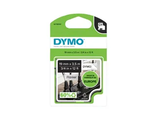 Labeltape Dymo 16954 D1 S718050 19mmx3.5m nylon zwart op wit - 1