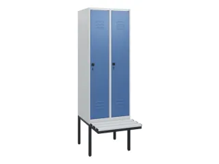 locker met bank,HxBxD 1950x600x815mm,2vak,vak B 300mm,draaigrendel - 1