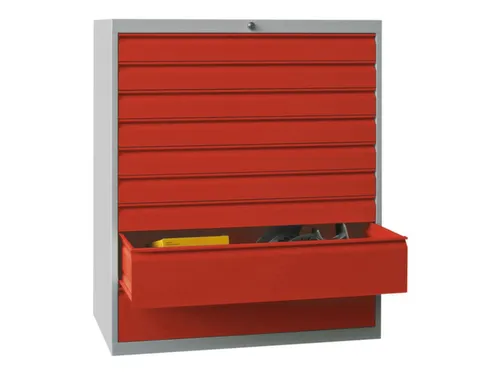 ladekast,HxBxD 1200x1023x600mm,9lade(n),cil.slot,RAL7035,front RAL3000