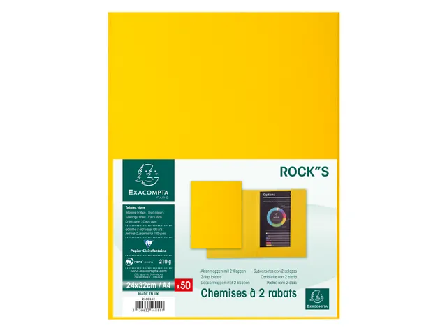 Dossiermap met 2 kleppen ROCK''S 220 24x32cm Citroengeel 50 stuks