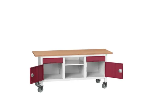 werkbank,HxBxD 830x1750x600mm,multiplexblad,uitrusting: 2laden,2kasten