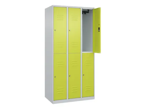 dubbeldekse locker,HxBxD 1850x900x500mm,3x2vak.,vak B 300mm,cil.-slot