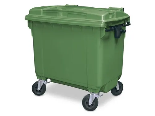 Vuilcontainers,660l,romp HDPE groen,HxBxD 1165x1265x775mm,4zwenkwielen