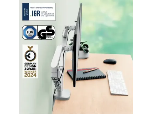 Monitorarm 2 Schermen Leitz Ergo ruimtebesparend dubbel grijs