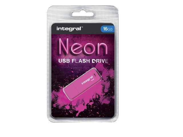 USB-stick 2.0 Integral 16Gb neon roze | USB-StickShop.nl