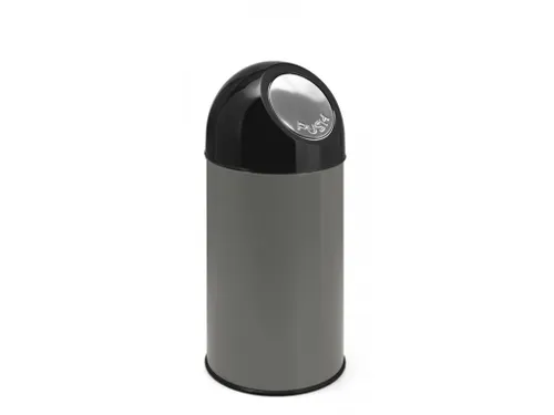 Afvalbak Met Pushdeksel 40 Liter Metallic Zwart