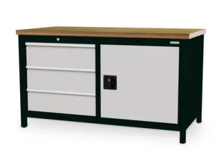 werkbank,HxBxD 860x1500x750mm,onderstel RAL9005,fronten RAL7035 - 2