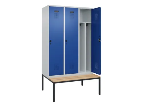 locker met bank,voor scheiding van kleding,HxBxD 2120x1200x815mm,3vak