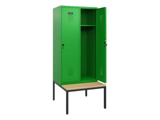 locker met bank,HxBxD 1950x800x815mm,2vak,vak B 400mm,draaigrendel - 1