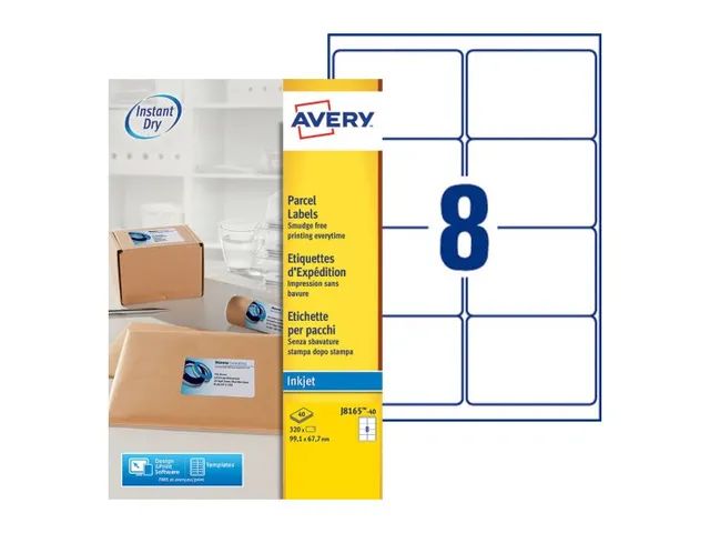 Etiket Avery J8165-40 99.1x67.7mm Inkjet wit 320 stuks