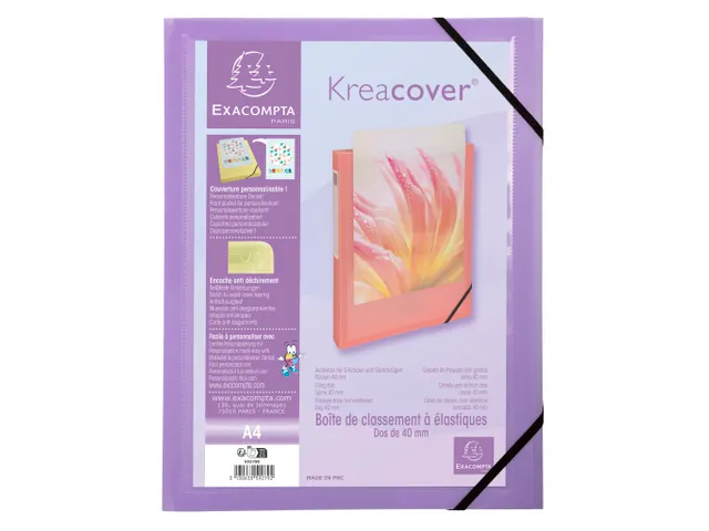 Boite de classement polypropylène Kreacover Pastel dos 40mm - A4 - Co