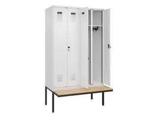 locker met bank,voor scheiding van kleding,HxBxD 2120x1200x815mm,4vak - 1