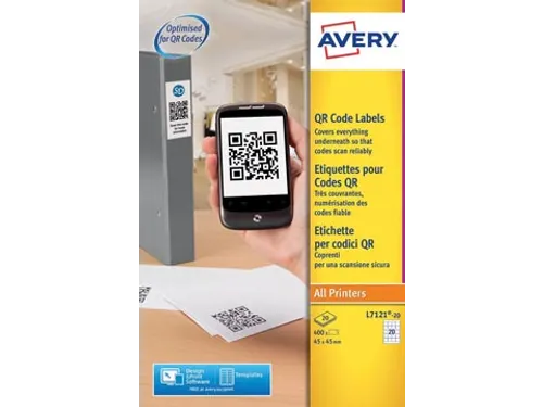 Avery Printbare Qr-etiketten Ft 45x45mm (b X H), 400 Stuks