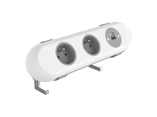 Desktop stekkerdoos Power Polar 2-voudig Penaarde + USB A en C 25W Wit