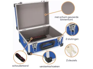 Aluminium Gereedschapskoffer 320x230x155mm 11.4 Liter Blauw - 5