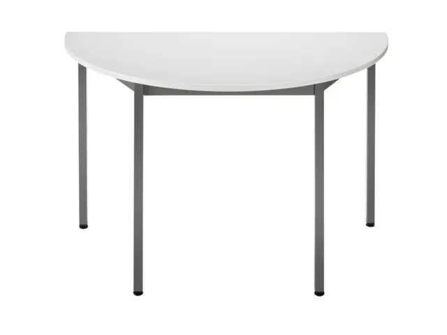 Tafel Halfrond 140x70 Cm Frame Antraciet Blad Lichtgrijs