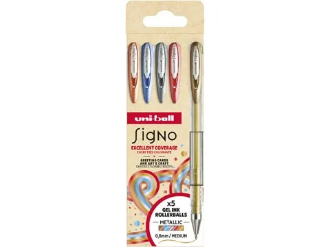 Signo Metallic roller assorit, etui van 5 stuks