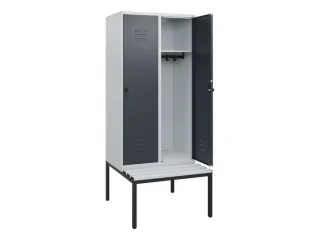 locker met bank,HxBxD 1950x800x815mm,2vak,vak B 400mm,draaigrendel - 2