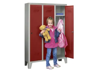lockerkast v. kinderen,HxBxD 1300x780x300mm,3vak,RAL7035,front RAL3000 - 2