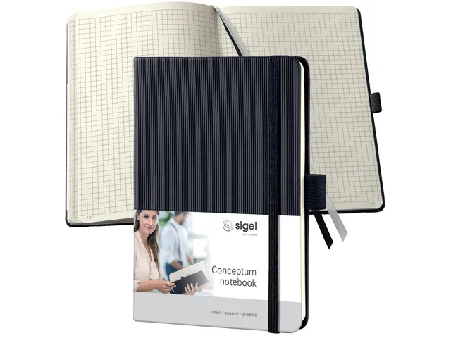 Notitieboek Conceptum A6 Geruit Co131 hardcover zwart