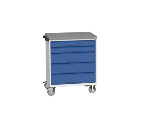 gereedschapswagen 980x800x600mm linoleum blad 5 laden RAL7035+RAL7016