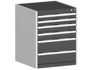 ladekast HxBxD 800x650x650mm 6laden romp RAL7035 front RAL7016 - 1