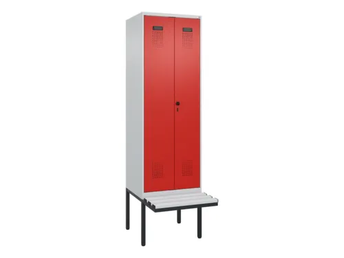 locker met bank,voor scheiding van kleding,HxBxD 2120x600x815mm,2vak