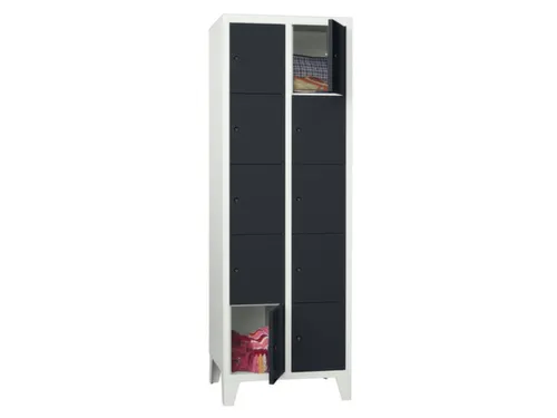 lockerkast,HxBxD 1850x600x500mm,2x5vakken,RAL7035,front RAL7016