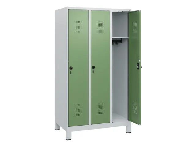 schoollocker,HxBxD 1630x900x500mm,3vak,vak B 300mm,draaigrendel,voeten