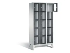 Lockerkast 1850x900x500mm 3x5 vakken Cilinderslot Poten, RAL7021